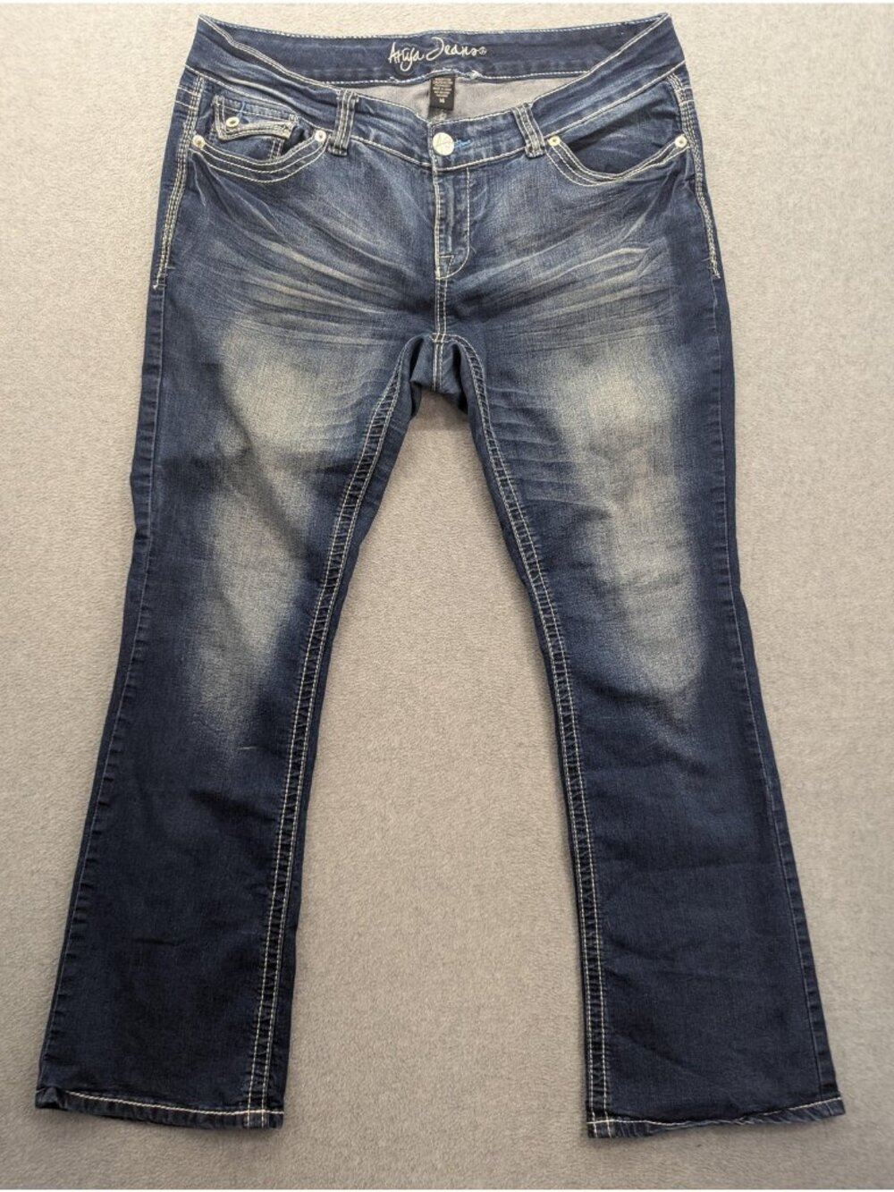 Ariya Jeans Bootcut Jeans Womens 14 Blue Medium Wash Mid Rise Lace Stretch